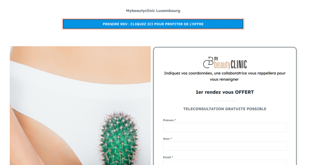 rendez vous téléconsultation gratuite pour le centre épilation laser Mybeautyclinic Luxembourg